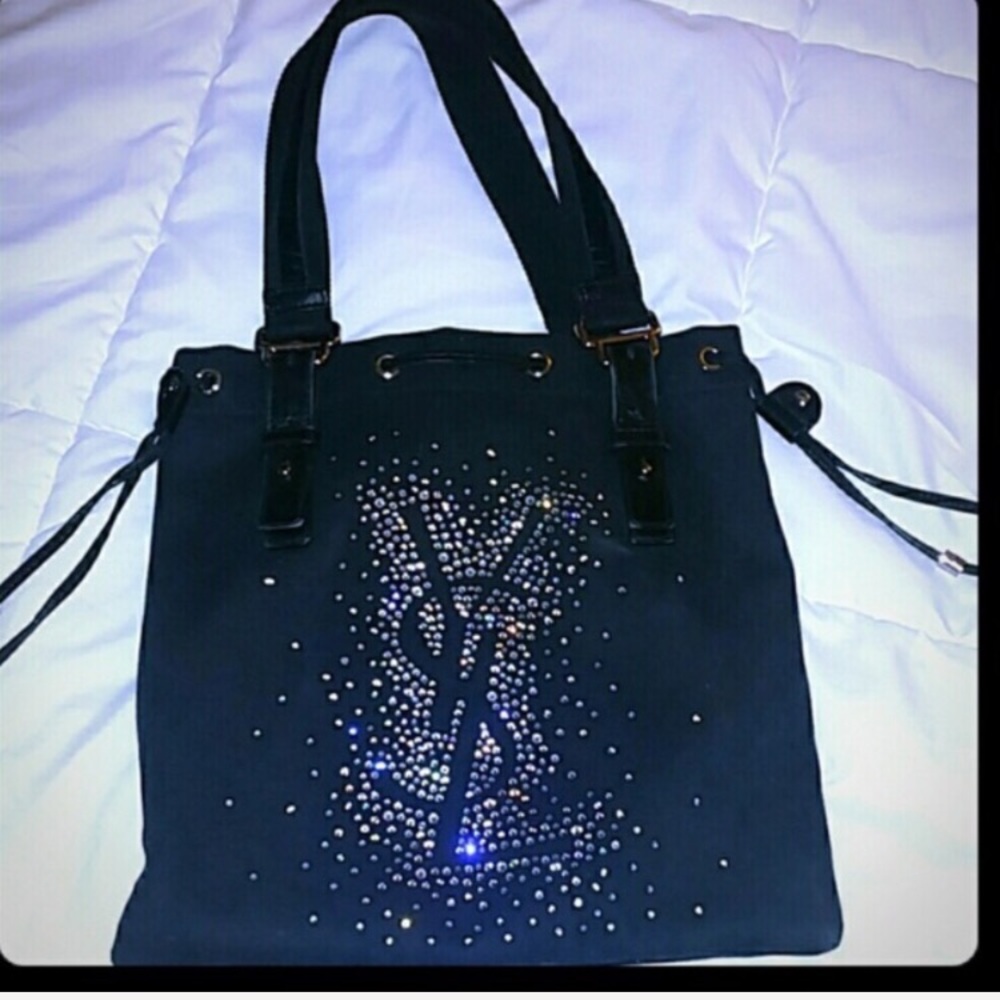 Authentic YSL swarovski black handbag tote - Picture 2 of 8